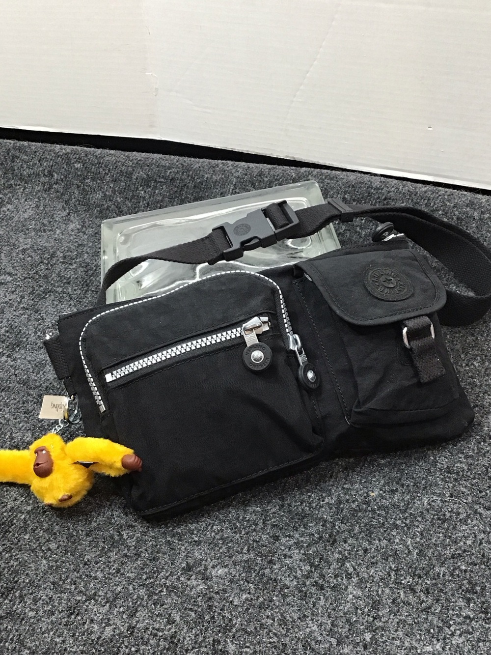 Kipling Presto black Crossbody Waist Bag with Multiple Pockets and monkey